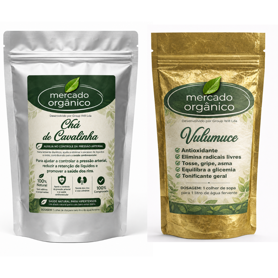 KIT PARA CONTROLE DE HIPERTENSÃO: CHA DE CAVALINHA & VULUMUCE